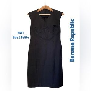 NWT Banana Republic Size 6 Petite Black Sheath Dress
